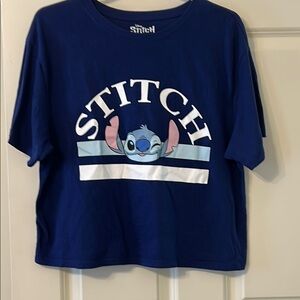 Disney Stitch Graphic Cropped T-Shirt in Blue